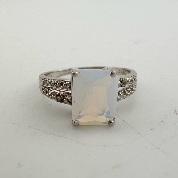 Beautiful Natural Opal Ring with Small Diamond Accent - Size 7.25 - Picture 14 of 16